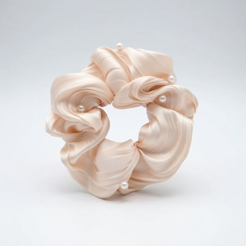 Vela Pearl Silk Scrunchies Hair Ties